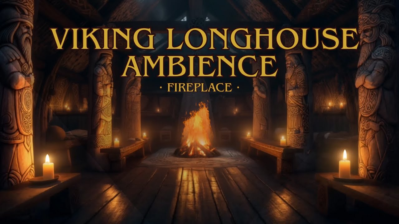 Cozy Fireplace in a Viking Longhouse Ambience | 4 Hours Relaxing Fire Sounds for Relaxation & Sleep