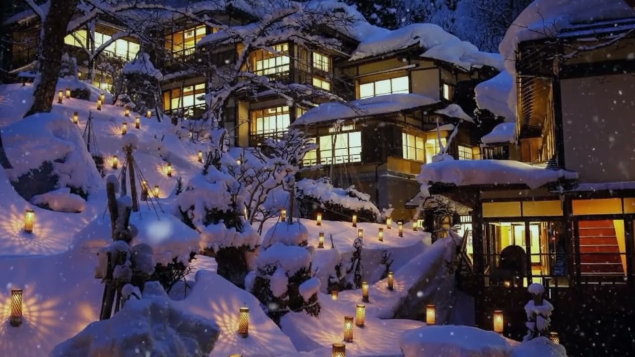 Relaxing BGM: Snowfall on Golden Embers