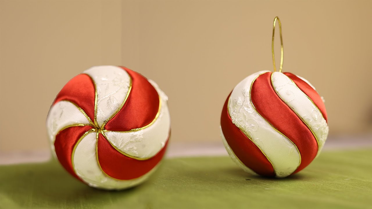 Swirled No-Sew Fabric Ball Ornament [Swirled Kimekomi Ornament]