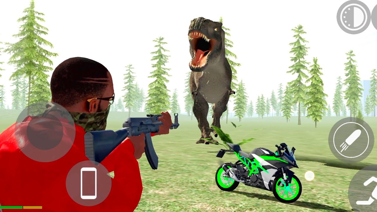 Indian Bikes Driving 3D Big Dinosaur attack my New RGB ktm bike 