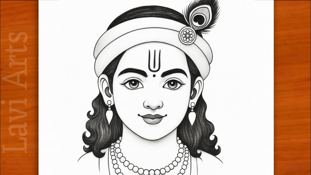 How to draw Shree Krishna Face Easy (Pencil Sketch) | Krishna Drawing Easy | Drawing image | chitra