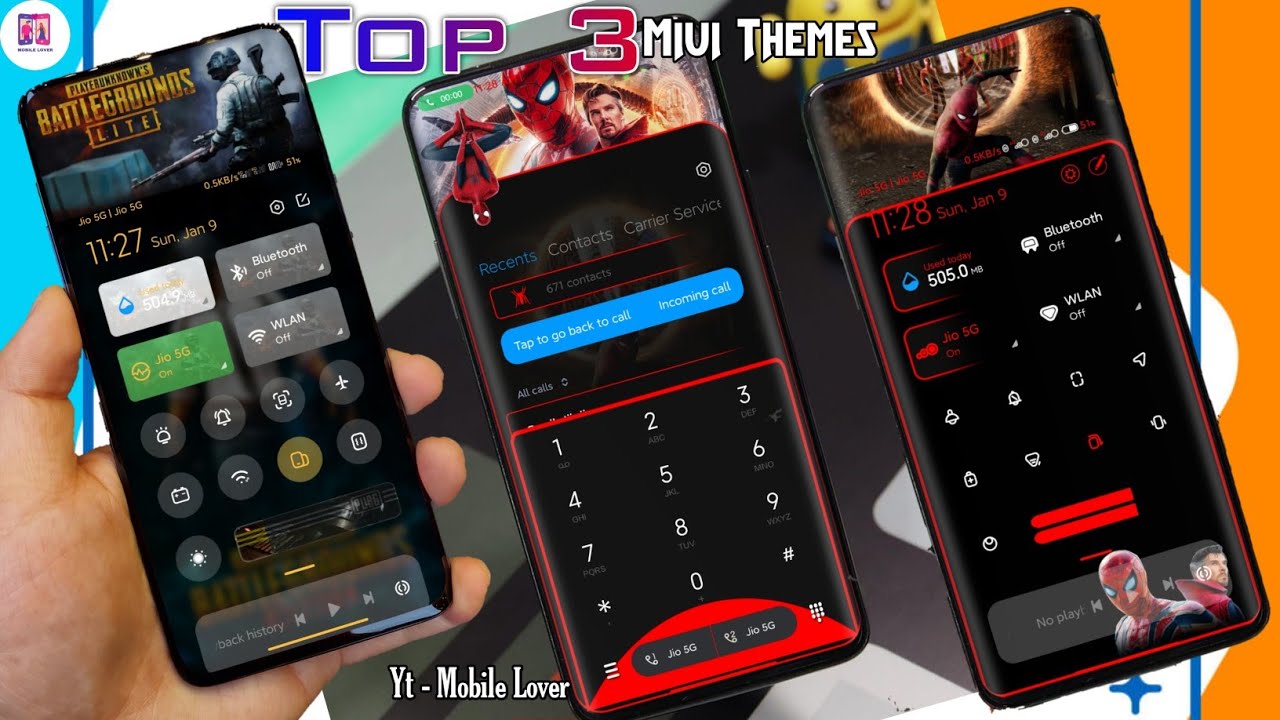 Top 3 MIUI 12.5 Themes in 2022 | Best MIUI 12 whatsapp Themes | PUBG, Spiderman NWH Miui themes