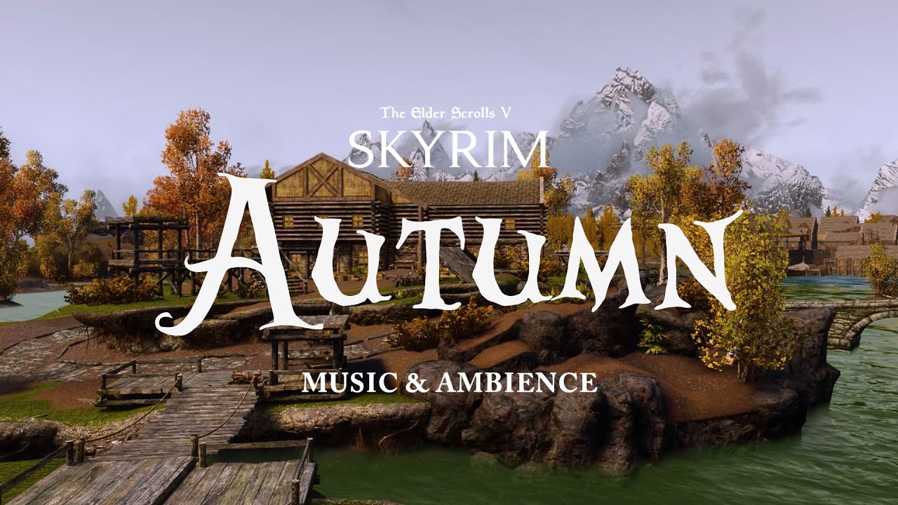 Rural Autumn Ambience and Music | Peaceful Music & Ambience in Skyrim🍁 | Sleep, Study, Relax