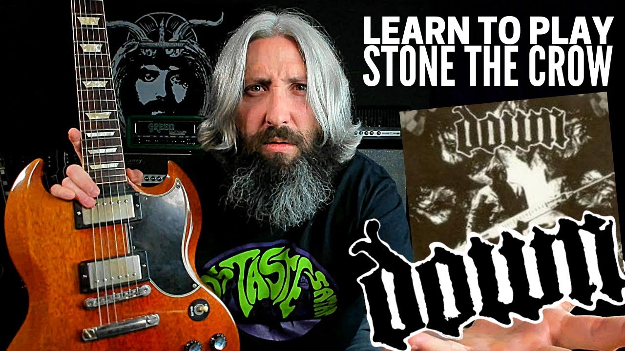 Урок игры на гитаре Down Stone The Crow и табулатура — Nola Sludge C# Standard Tuning
