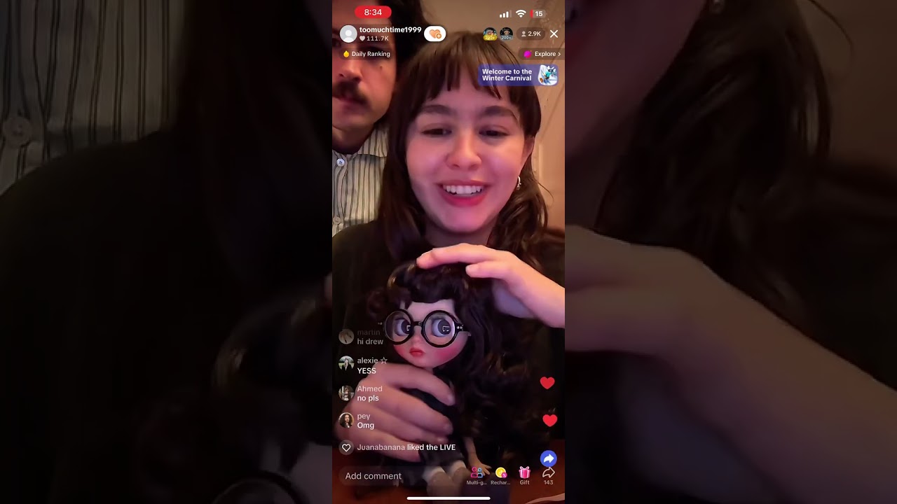 enya umanzor (@toomuchtime1999) live 19/01/24–lip combo, enya fighting gifts, drew & josie dancing❤️