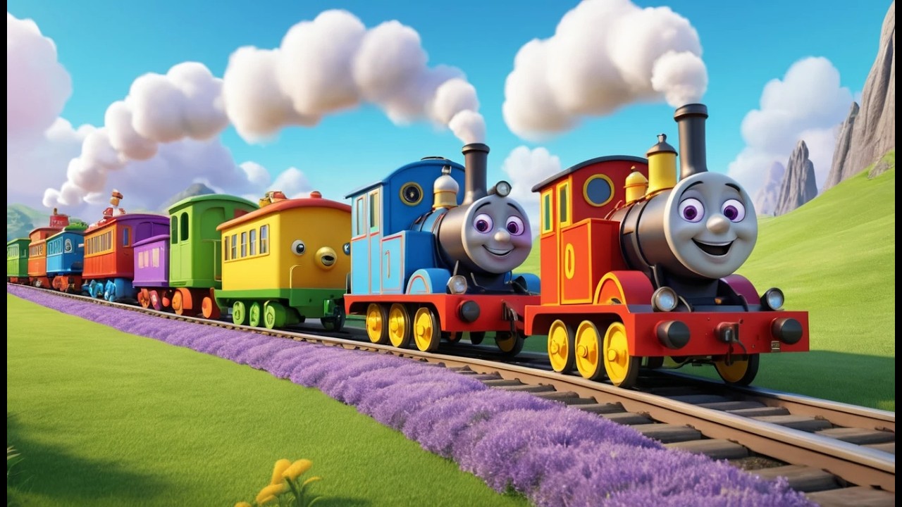Six Little Toy Trains Chug Chug Chug | Vehicle Sounds & Counting Song for Kids