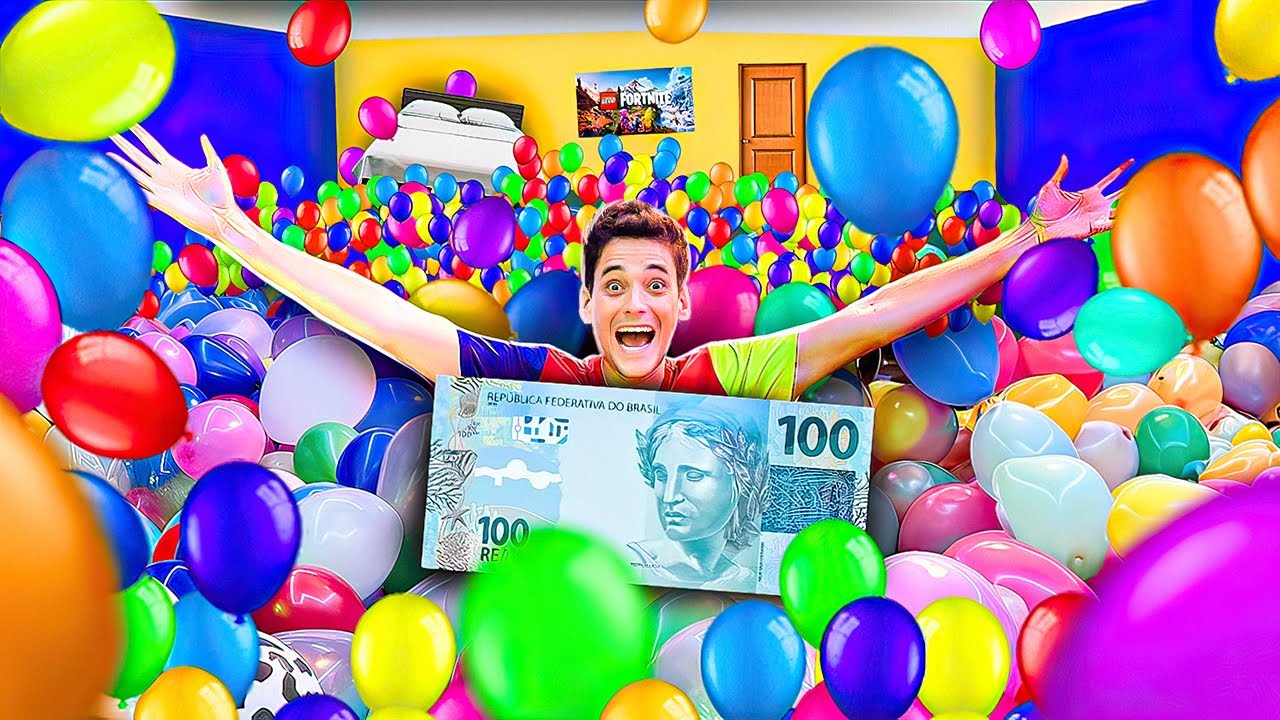 R$100,00 REAIS ESCONDIDO ENTRE 2.000 MIL BALÕES