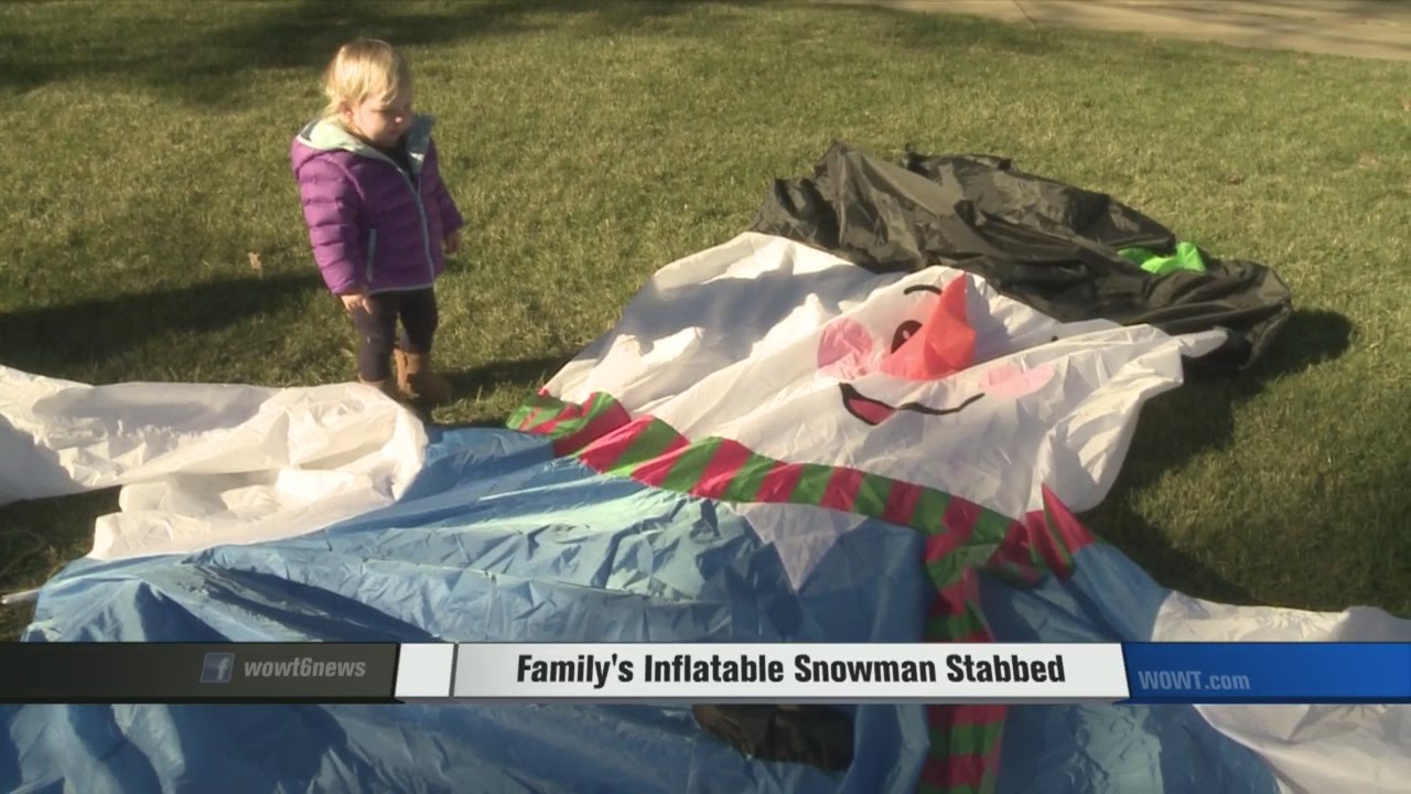 Inflatable Snowman Vandalized