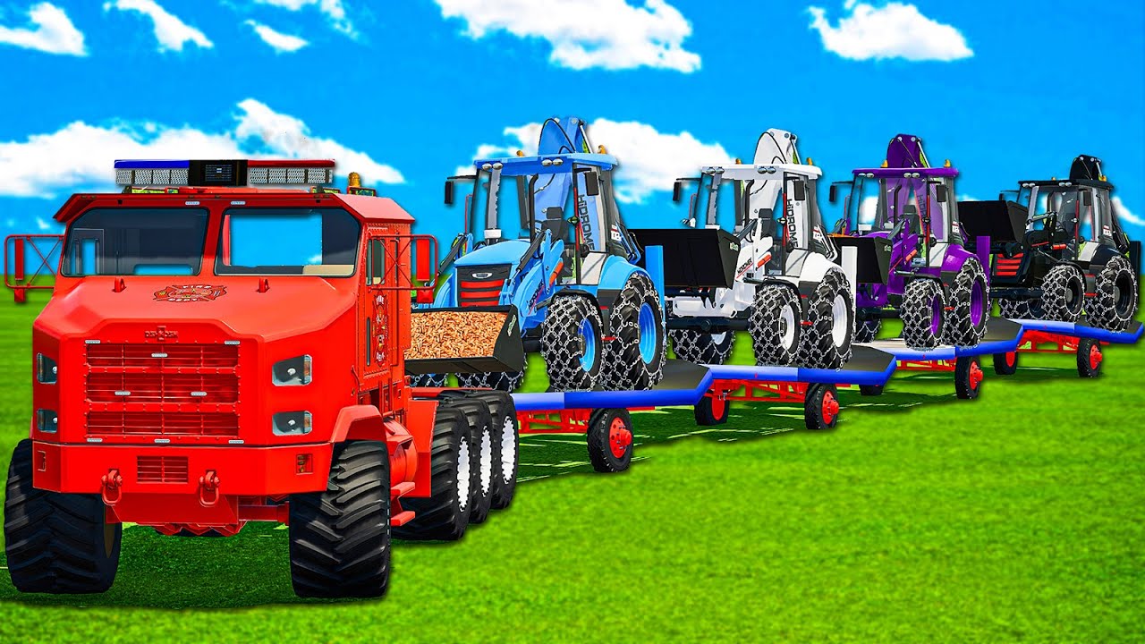 TRANSPORT OF COLORS! MEGA WORK WITH BACKHOE LOADERS & MULTI CROPS! Farming Simulator 22