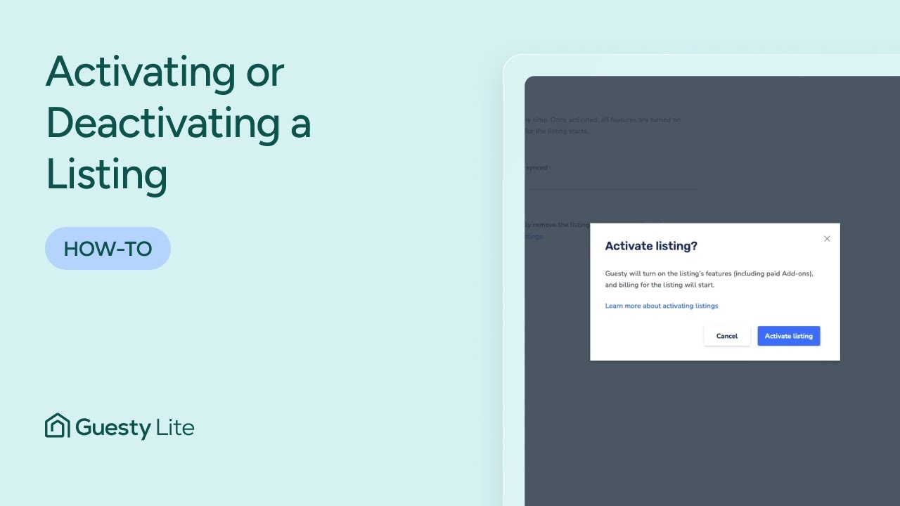 Activating or Deactivating a Listing | Guesty Lite