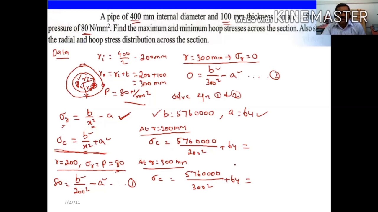 Strength of Materials - Thick cylinder Numericals