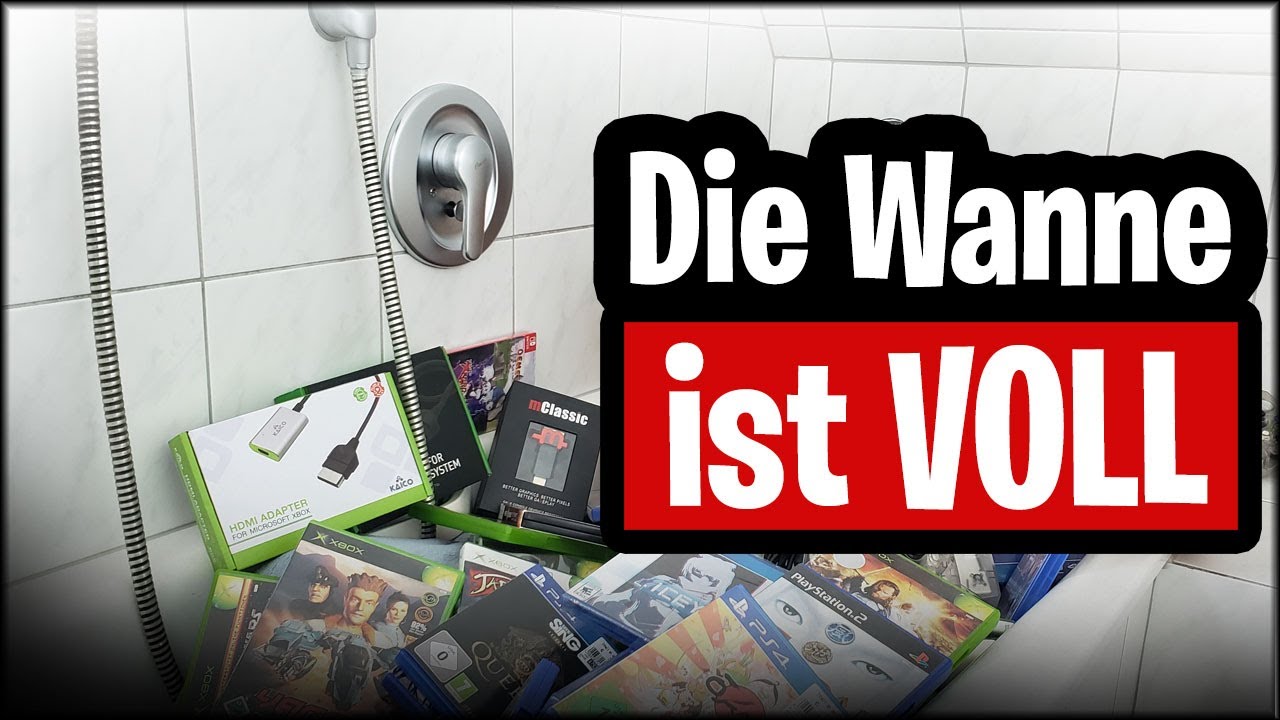 Eine Badewanne voller Videospiel Pickups