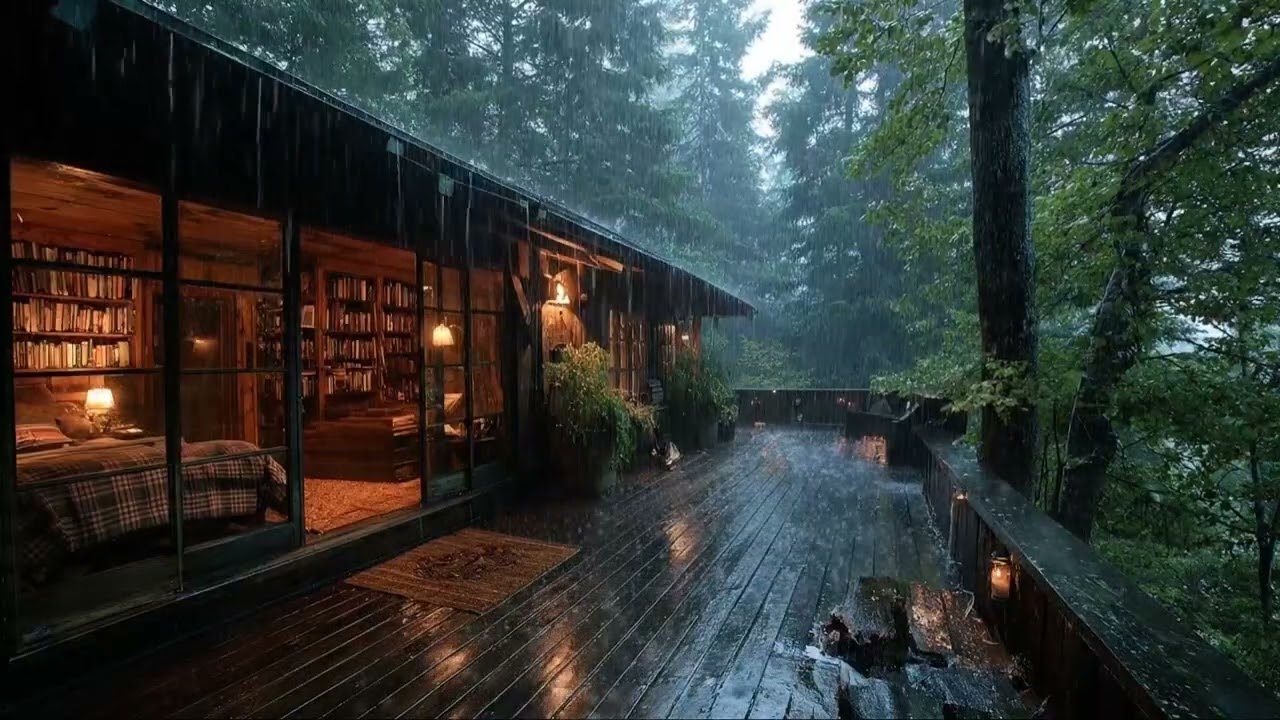 Rain Sounds in a Cozy Cabin 🌧️ Evening Relaxation to Unwind and Let Go