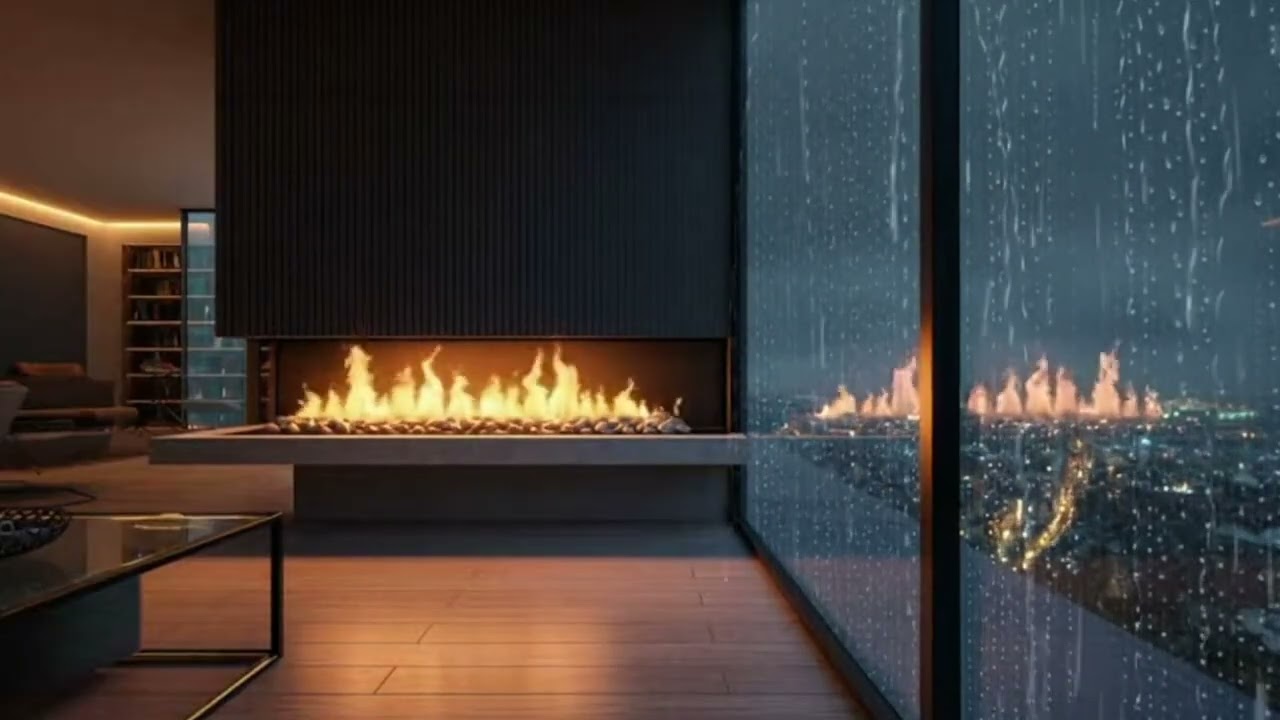 Cozy Fireplace & Rain on Window 🌧️🔥 Relaxing Rain Ambience for Sleep & Study
