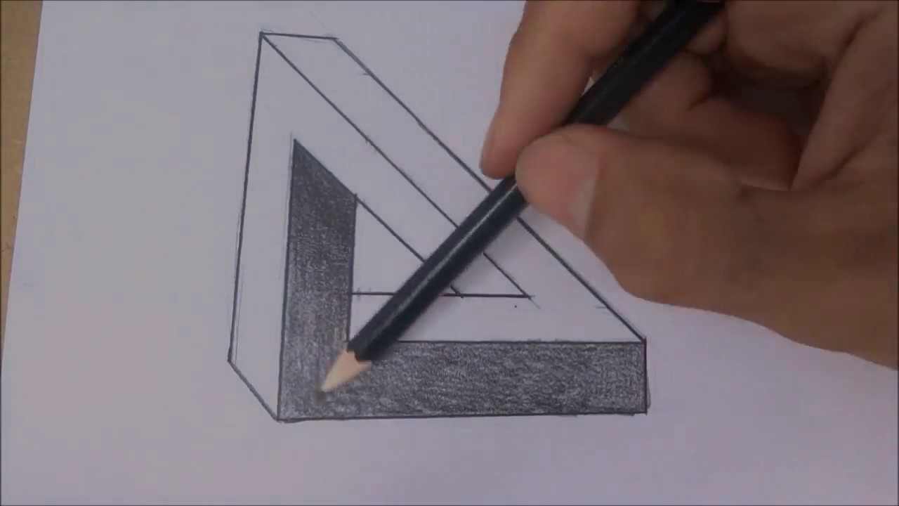 Como Desenhar um Triângulo 3D Impossível Ilusão de Ótica Desenho Triangulo de Penrose