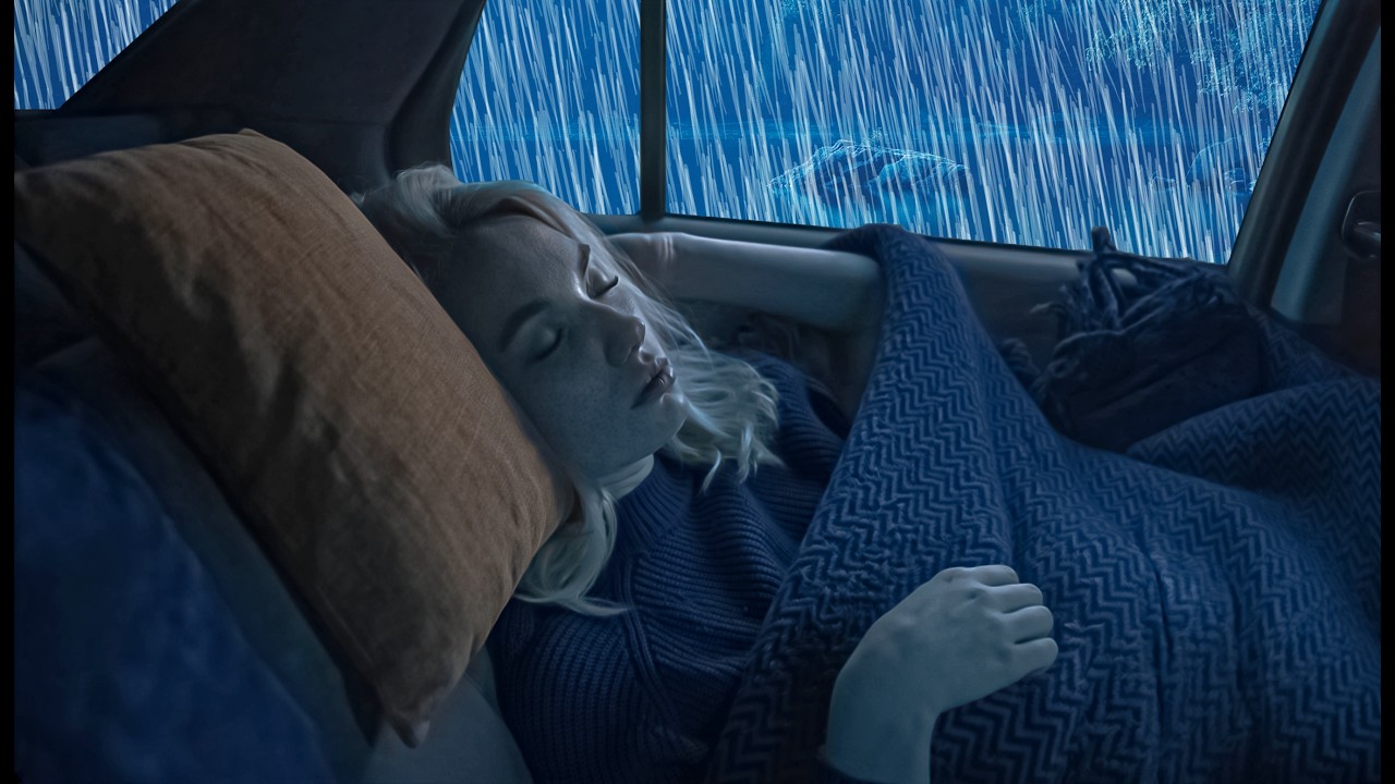 Heavy Rain Sounds for Sleeping 🚘 Cozy Car Rain at Night | Deep Sleep Thunderstorm