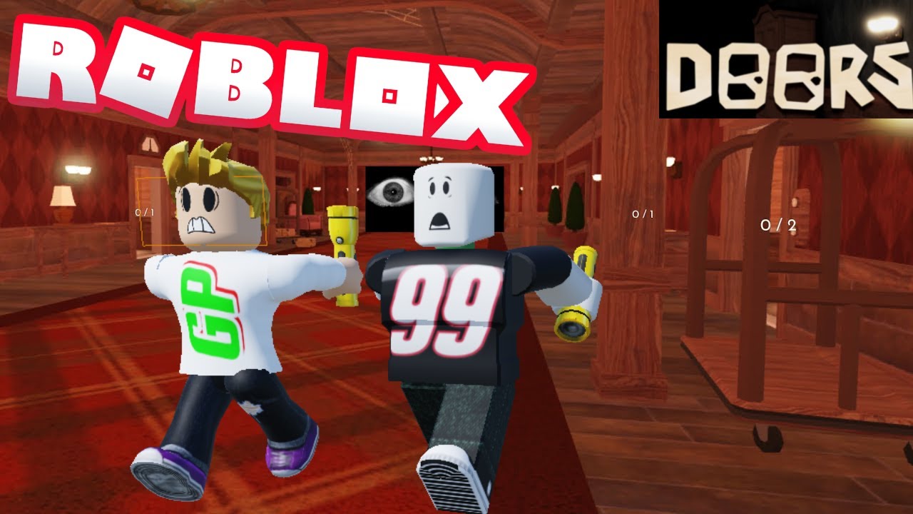 Jag och Axel försöker att fly ifrån monster Doors i (Roblox)