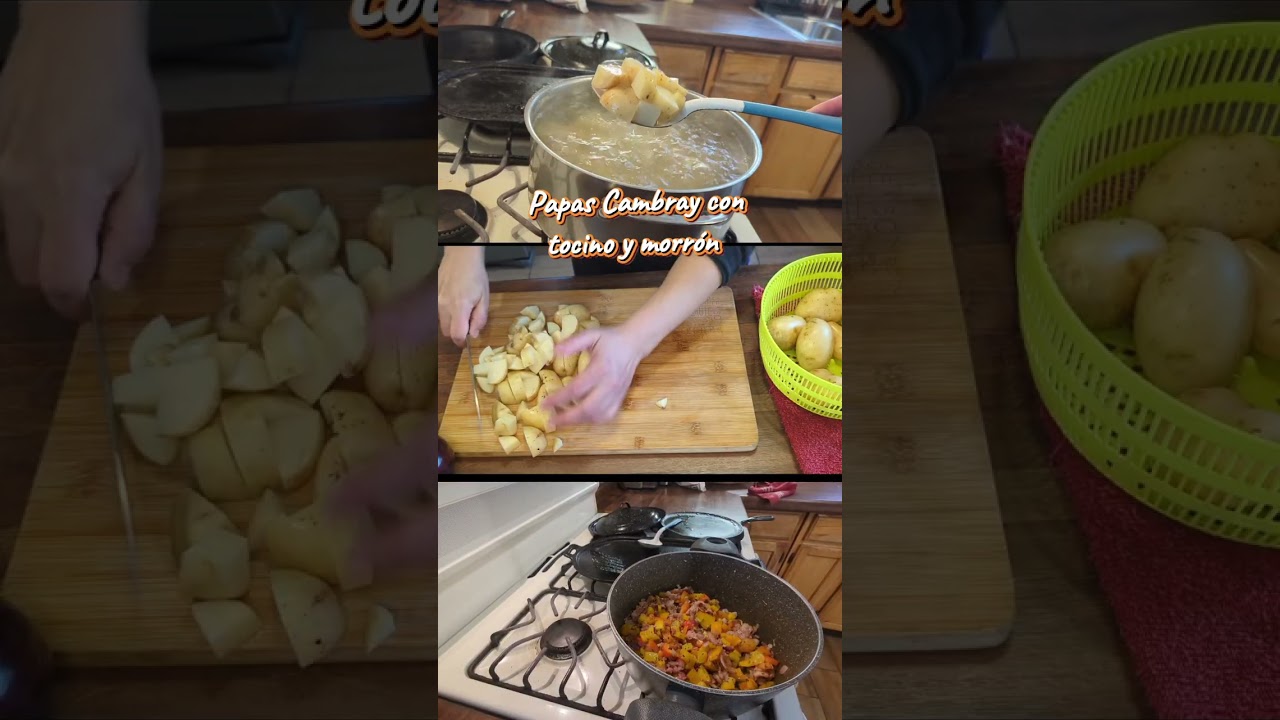 Papas Cambray con tocino y morrón #papas#potatoes #patates 