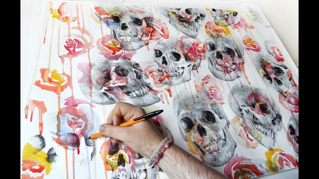 Skulls and flowers by Paul Alexander Thornton