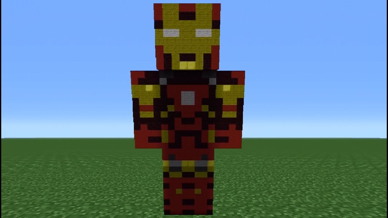 Minecraft Tutorial: How To Make An Iron Man Statue (The Avengers)