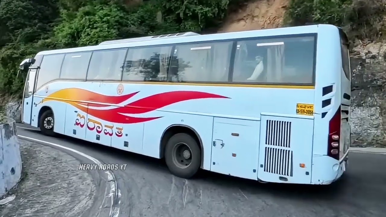 This is how Volvo bus driving in hills road 👀.!! ##volvo #bus 