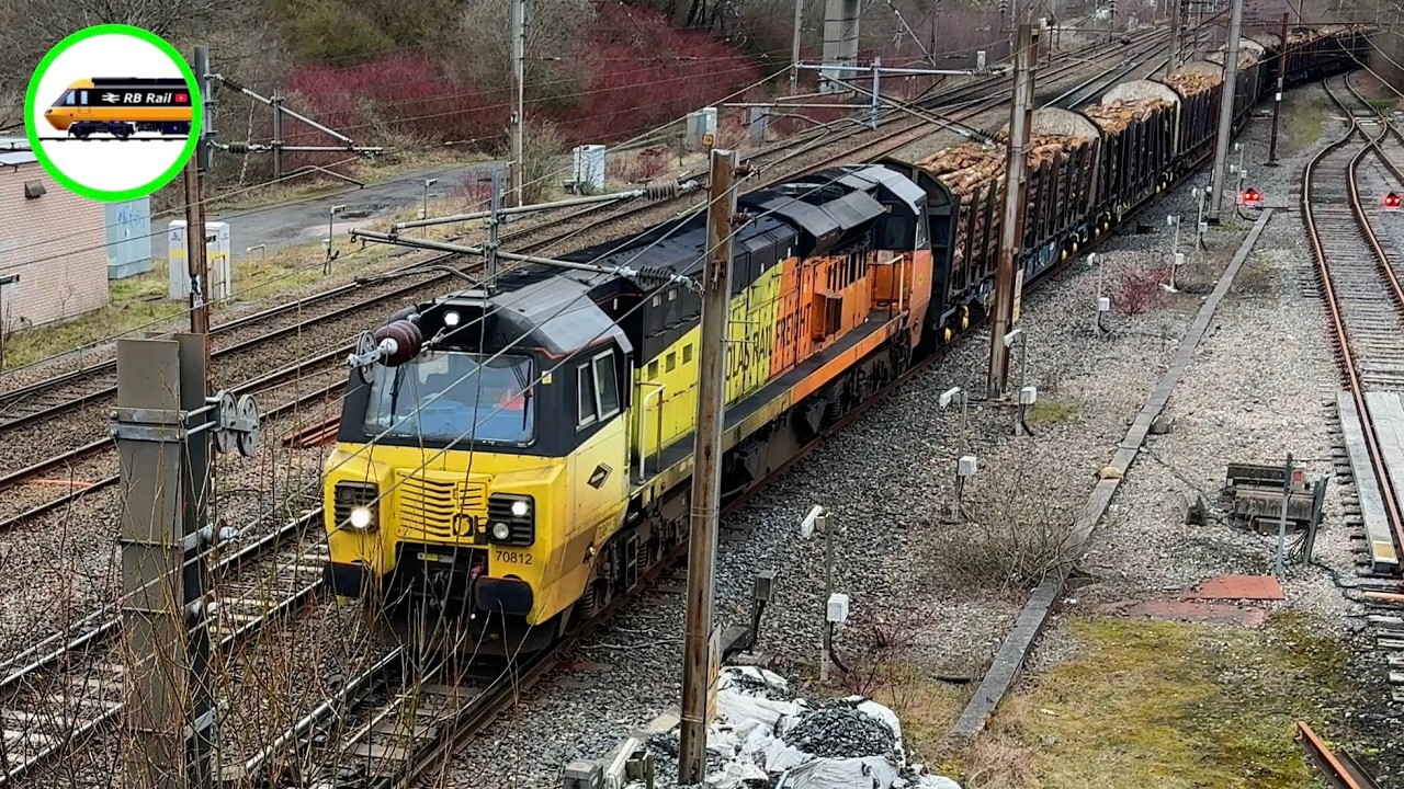 Colas Rail Freight class 70 exits Farington junction to join the West Coast Mainline