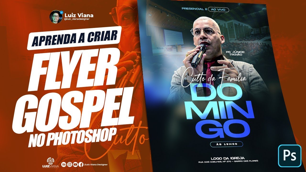 COMO CRIAR FLYER GOSPEL PARA CULTO DE DOMINGO NO PHOTOSHOP #tutorial