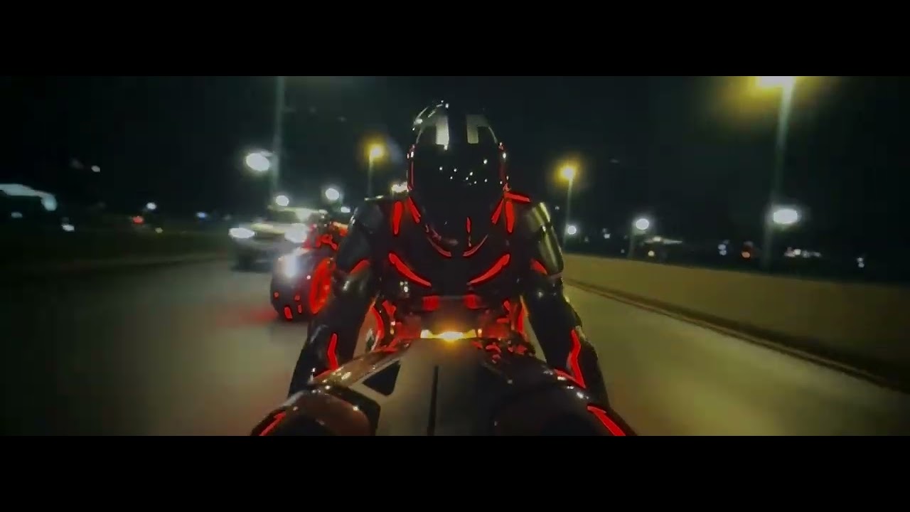 Tron Ares Light Cycle chase scene