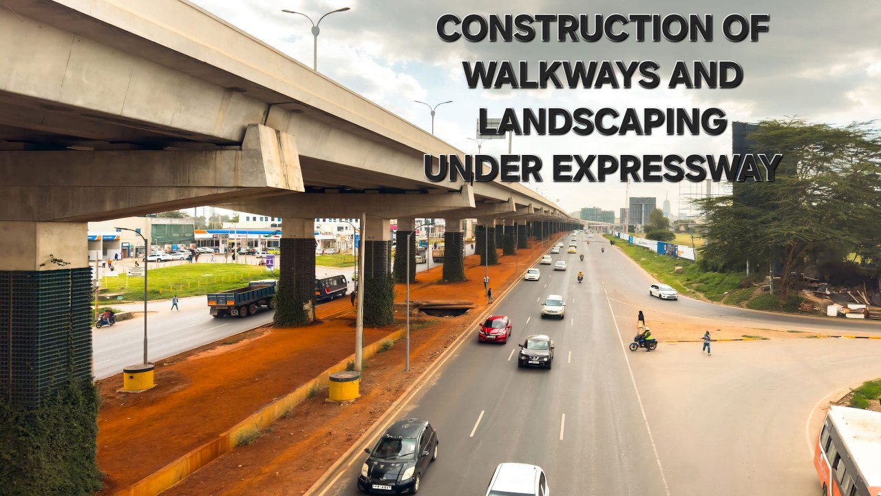 CONSTRUCTION OF WALKWAYS AND LANDSCAPING UNDER EXPRESSWAY—CABROS REMOVED!