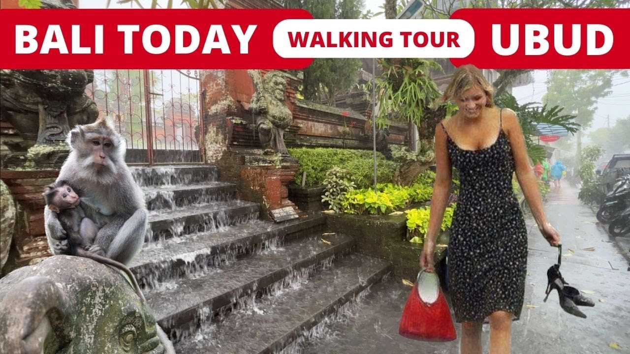 BALI TODAY 🇮🇩 FLOOD in UBUD & MONKEYS | 4K Walking Tour along Ubud Streets | Bali 2023 TRAVEL Vlog
