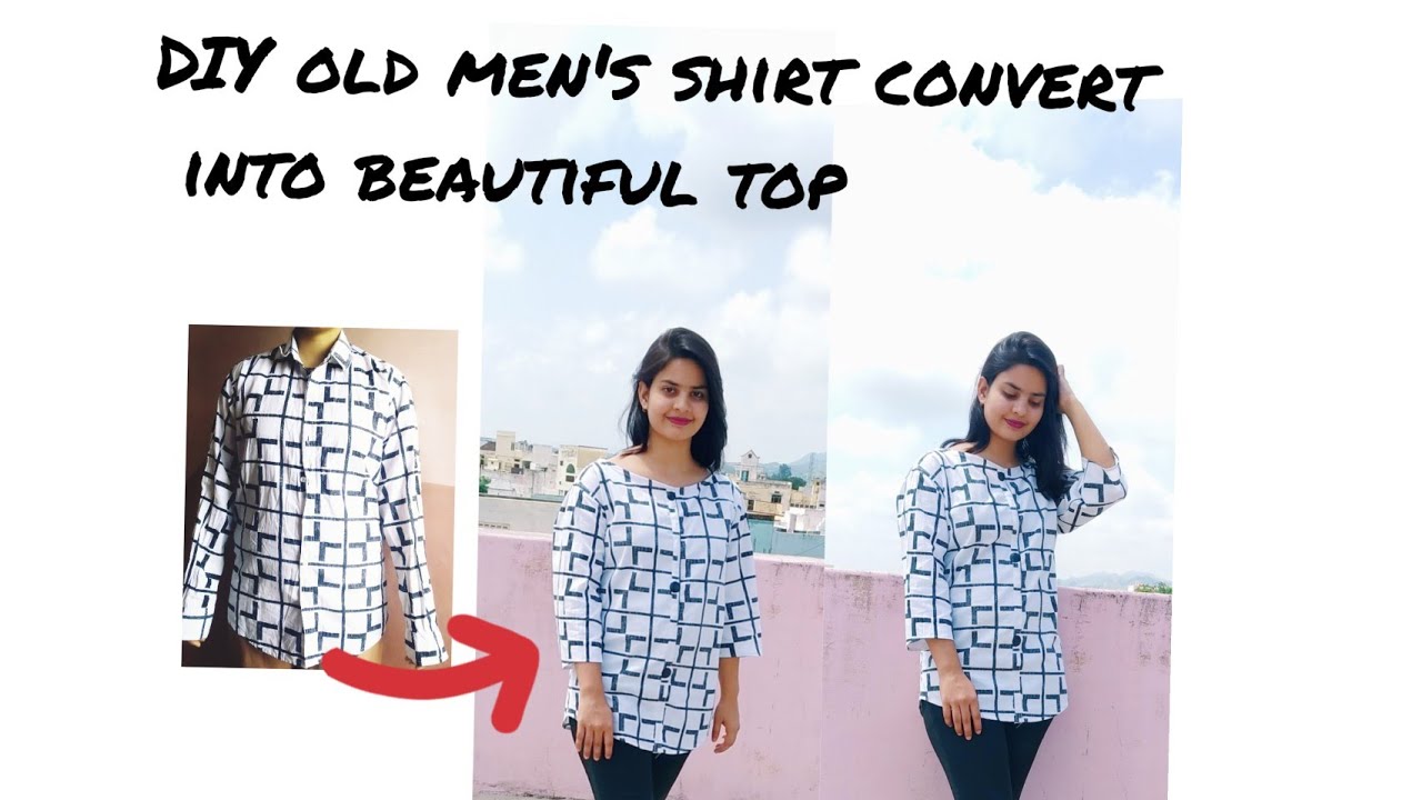 DIY। Reuse of men's old shirt।How to make top from old shirt। convert old shirt into girl's cute top