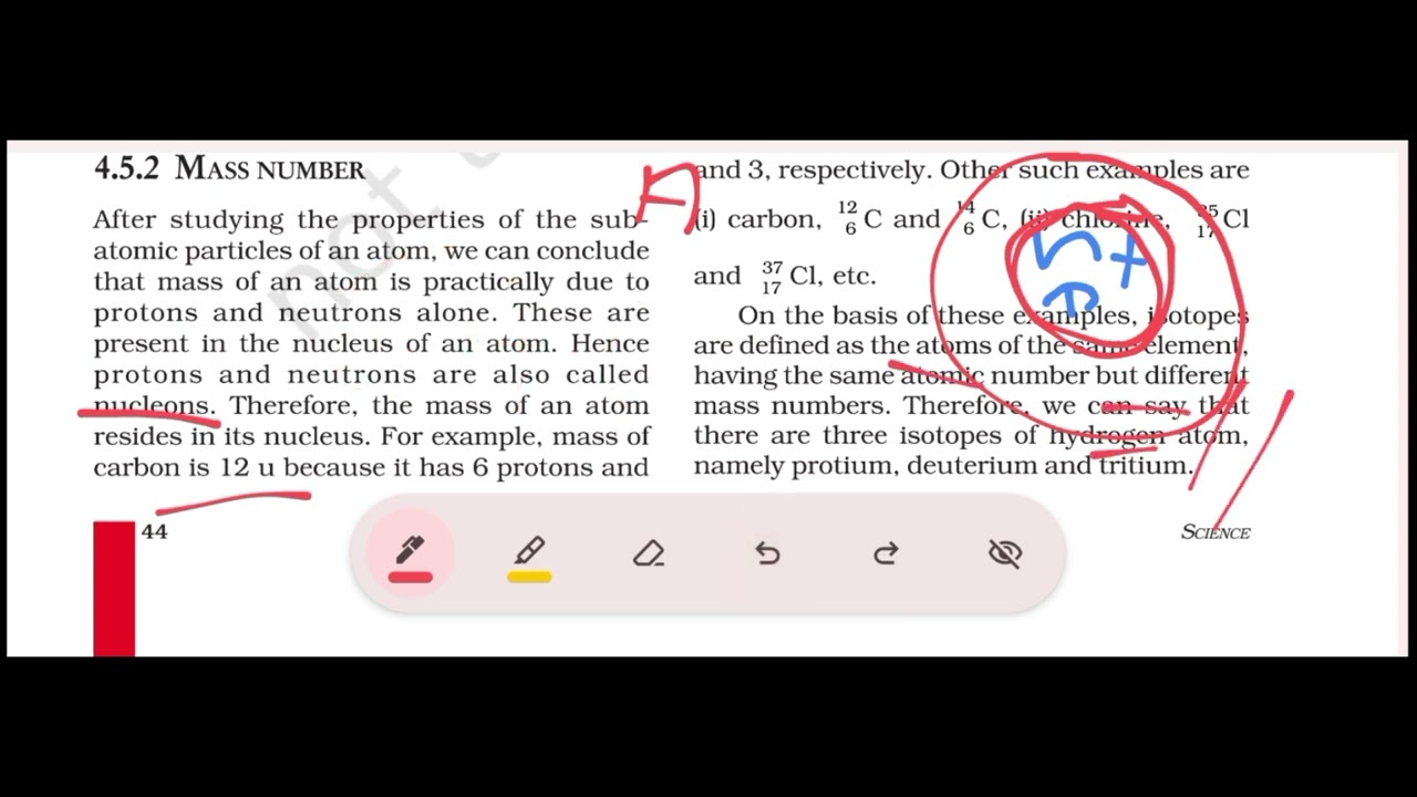 Atomic number and mass number class 9th chaptee-4 Structure of an atom ⚛️ (Part -5) 