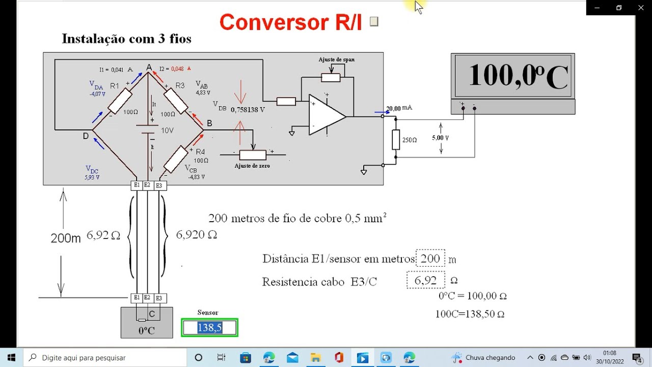 Conversor Resistência para Corrente (PT100)