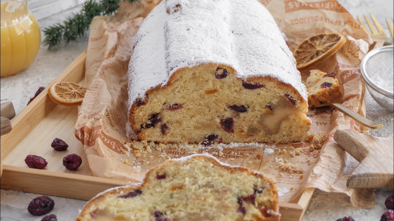 saftiger Christstollen ohne Hefe | mit Cranberries und Orange | besonders lecker & OHNE Reifezeit