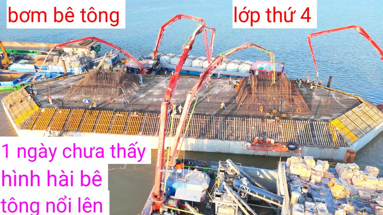 Trụ chính p24 bơm bê tông 1 ngày chưa thấy hình hài bê tông nổi lên , cầu đại ngãi 1 