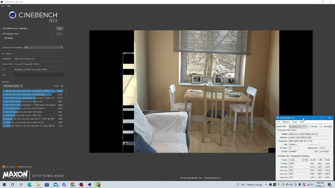 Cinebench R23 (Intel Core i5 8250u)