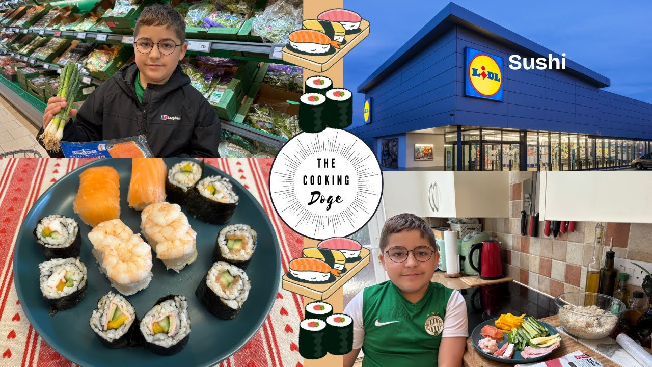 12-Year-Old Chef Tries Making Sushi for the 1st Time! 🍣 | Trying New Foods Lidl Shopping Adventure 🛒