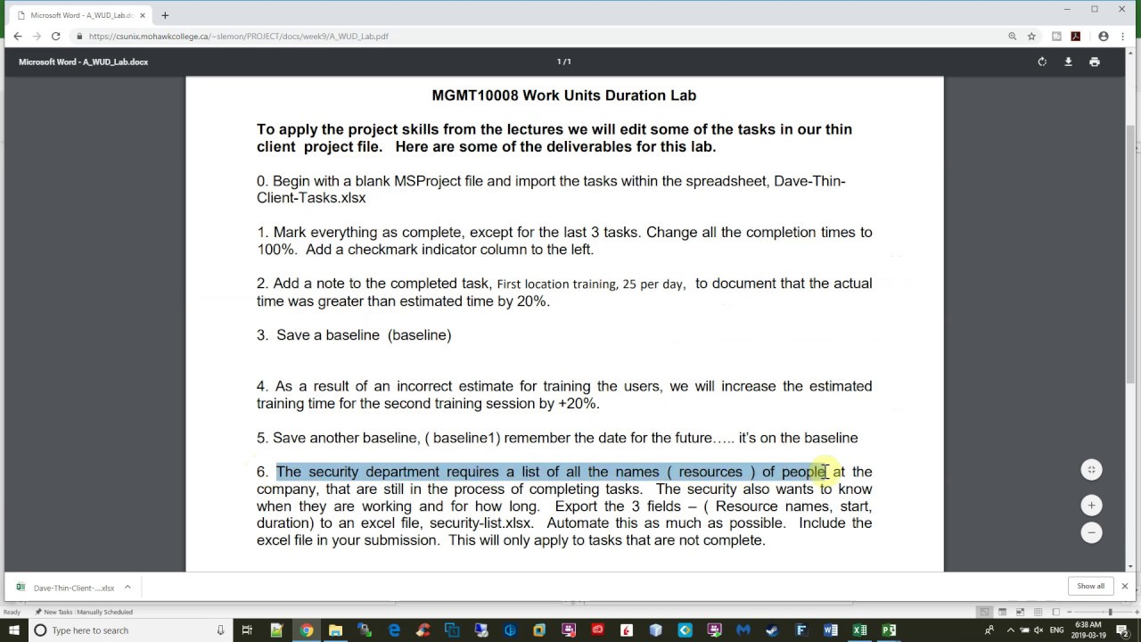 Work Units and Duration Lab