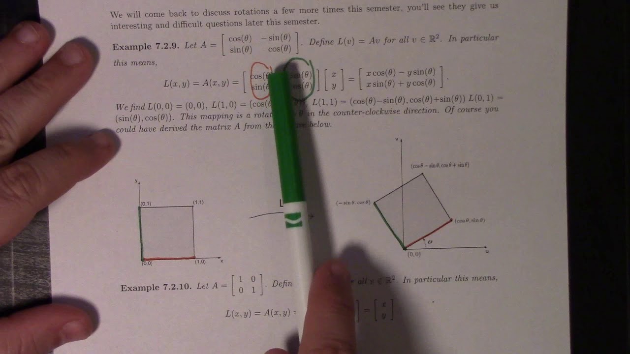 Linear Algebra: examples of transformations on plane etc. 3-7-18, part 1