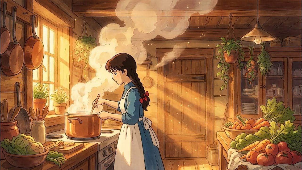 5:00 AM Productive Morning Routine ☁️ Cooking, Office & Market | Ghibli-Style Video