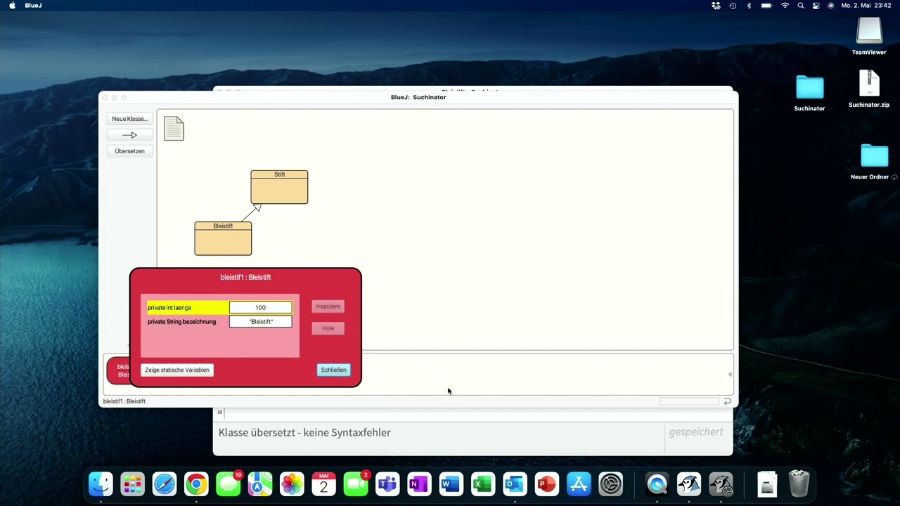 Vererbung in Java - Implementierung in BlueJ