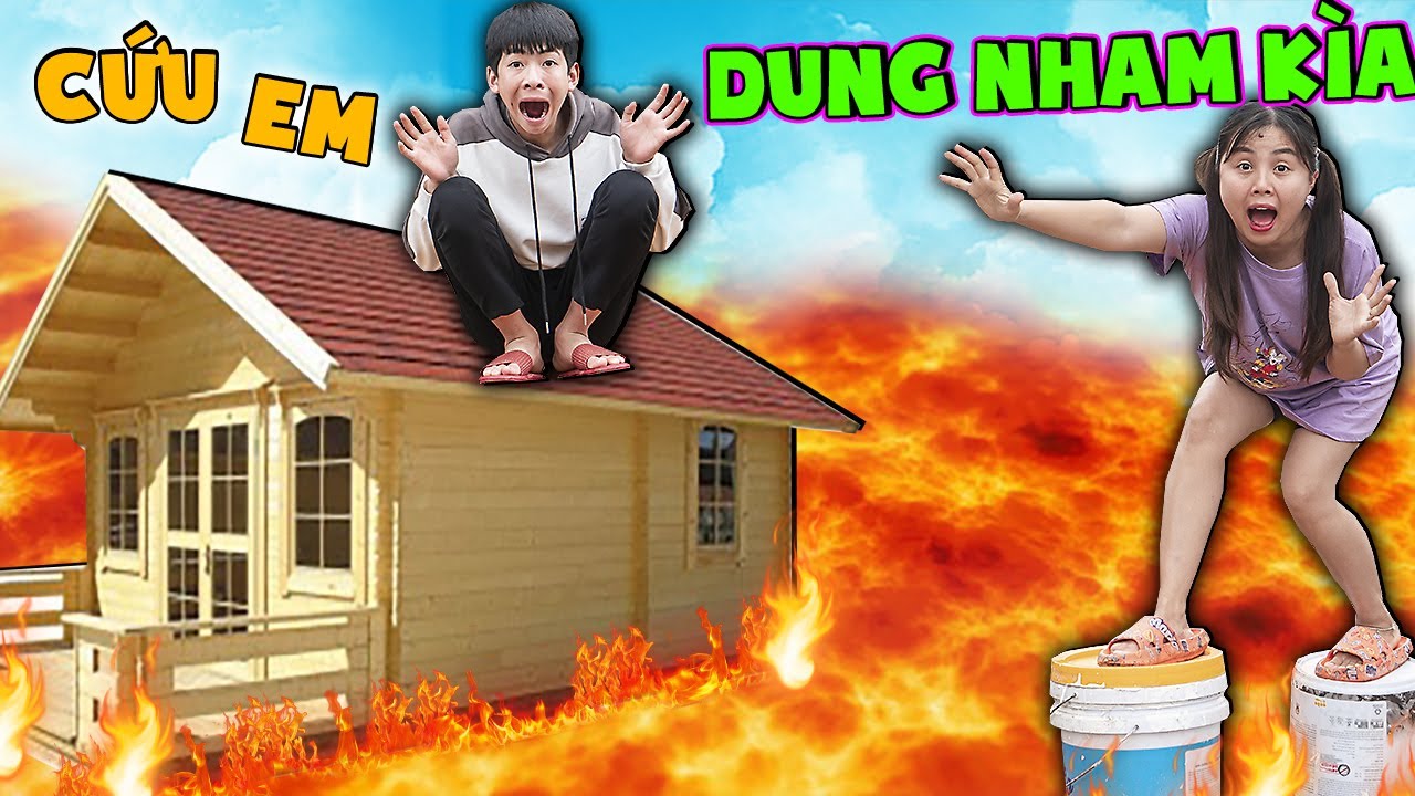 Thử Thách Giải Cứu Em Trai Thoát Khỏi Dung Nham Trên Nhà Gỗ ❤ KN CHENO Chị Hằng