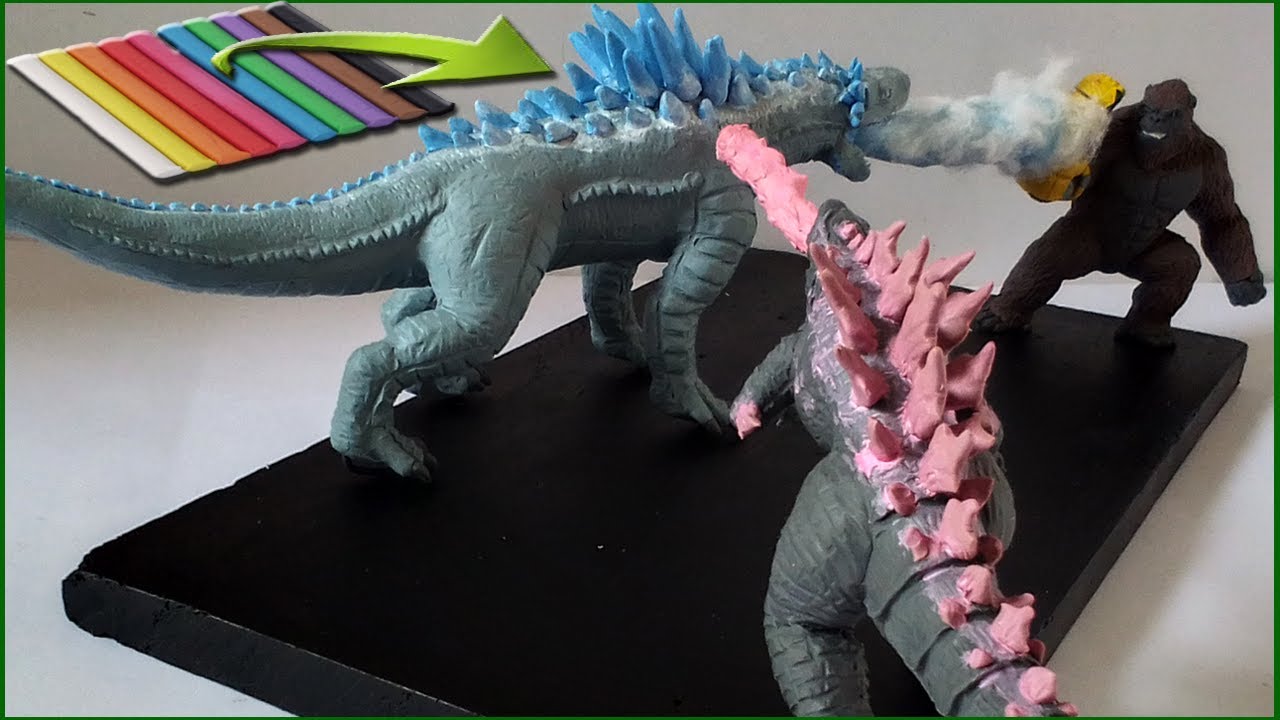 GODZILLA AND KONG VS SHIMU WITH CLAY/PLASTILINA. Godzilla x Kong  2024.