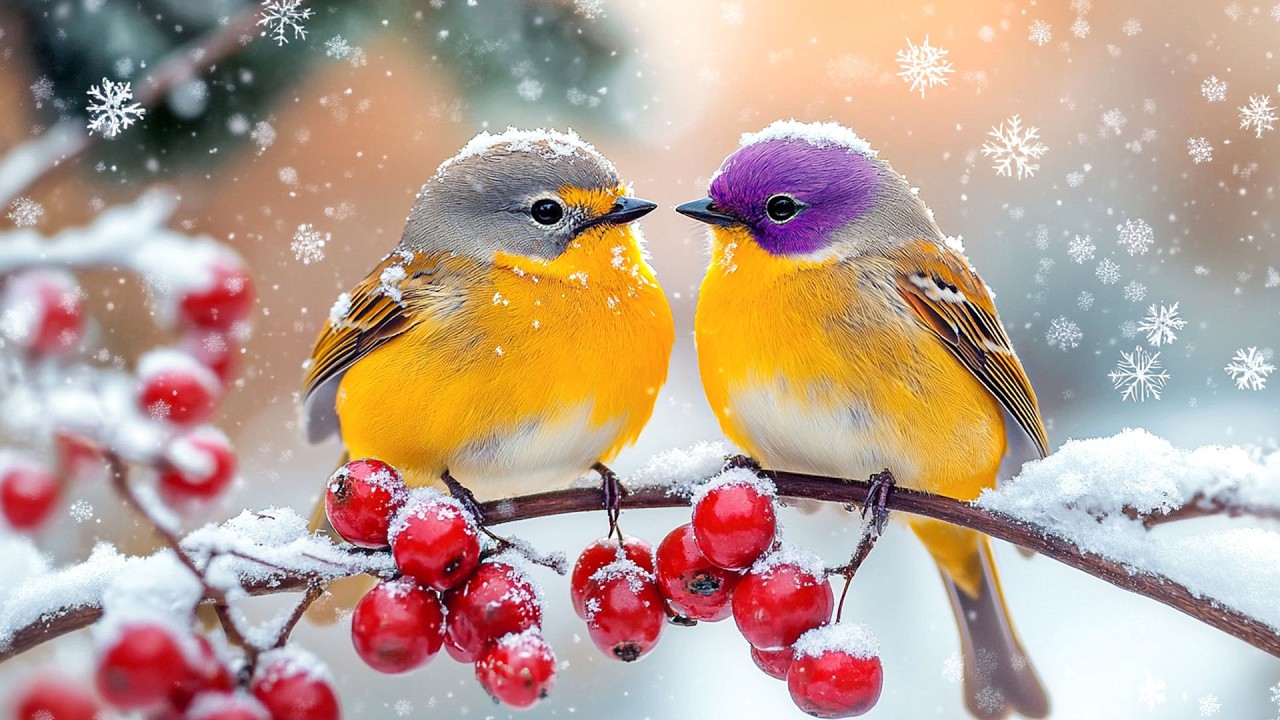 Нежные зимние птичьи голоса в снегопаде ❄️ Мягкая целительная энергия для спокойствия и эмоционал...
