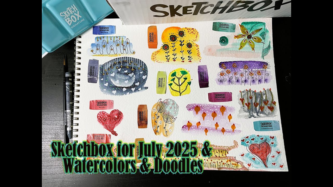 What's Inside???❤️ Sketchbox ❤️July 2025❤️And Watercolors & Doodles #sketchbox #sketchbook
