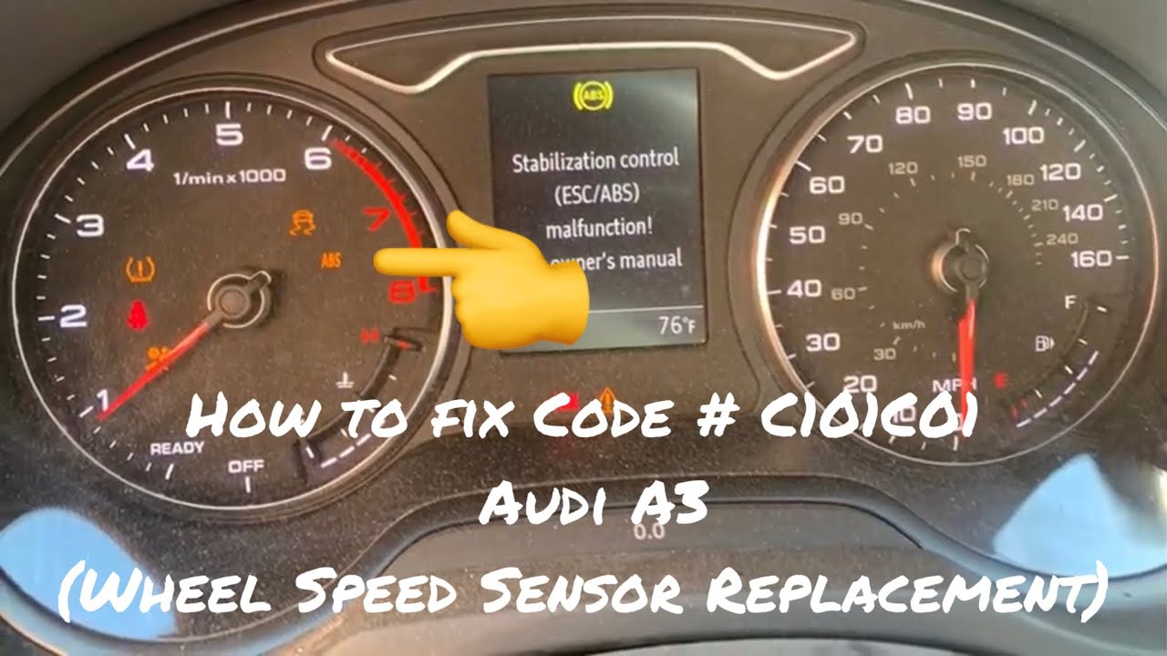How to fix Code # C101C01 Audi A3 (Wheel Speed Sensor Replacement)