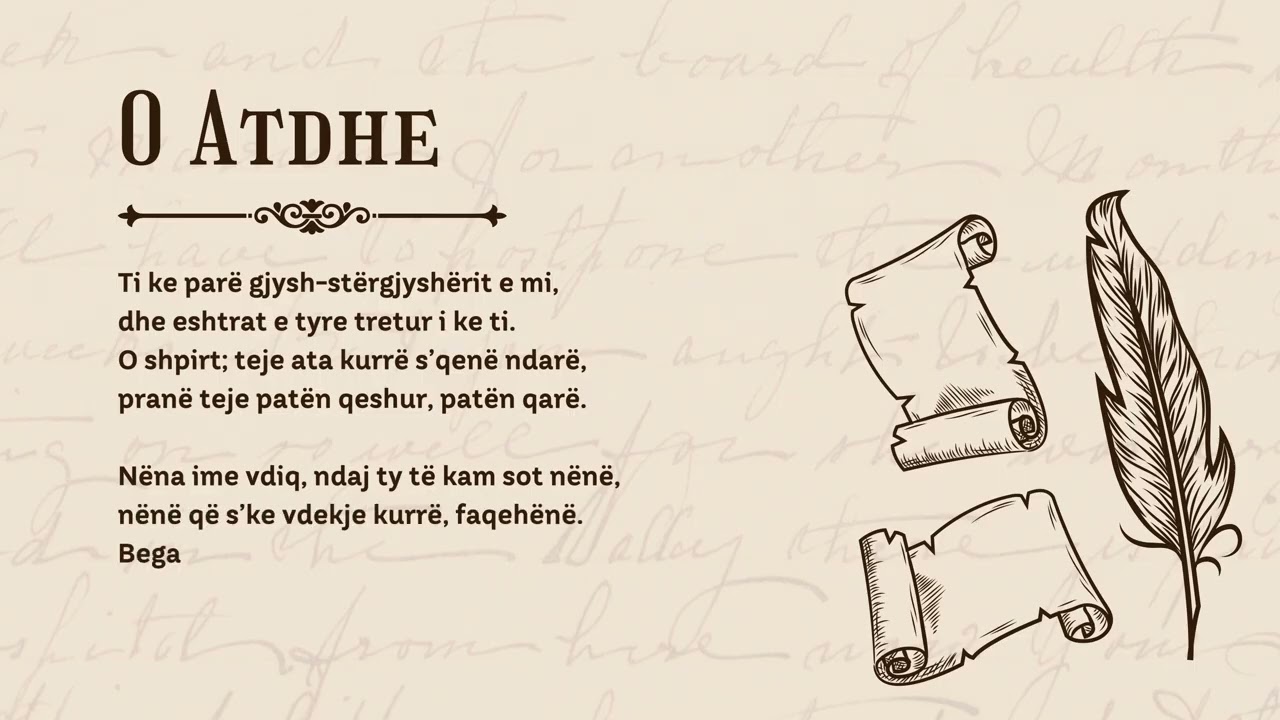 O Atdhe, Më Je i Dashur – Poezi e Naim Frashërit | Recitim i Ndjerë & Patriotik