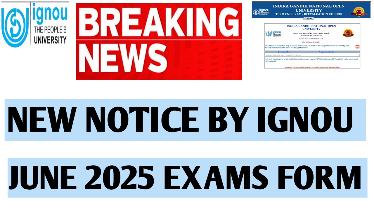 breaking news ignou new notice for june 2026 exams #livestream