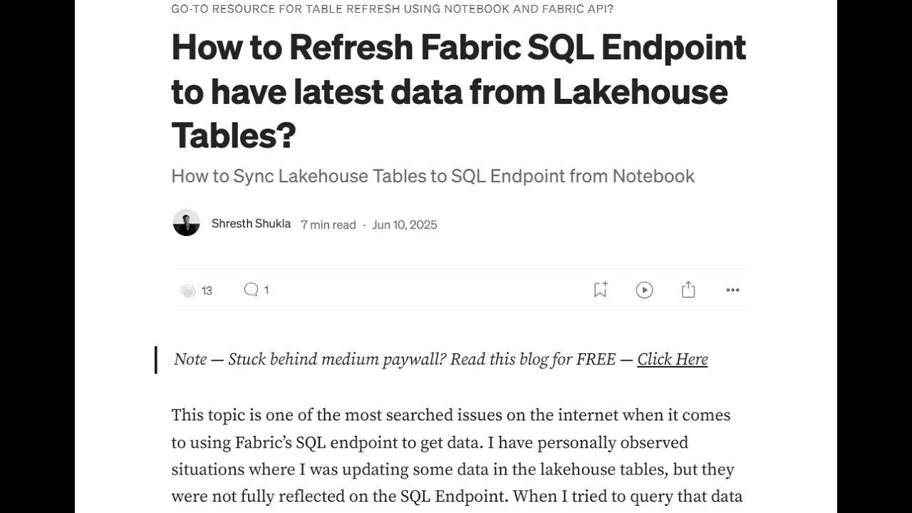 Microsoft Fabric Lakehouse Tables Sync with SQL Endpoint