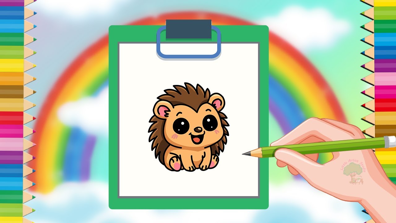 Hedgehog Drawing 🦔 | How to Draw a Hedgehog Step by Step | Easy Cute Animal Drawing